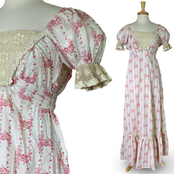 Gunne Sax Dresses & Skirts - Gunne Sax by Jessica San Francisco 1960’s Empire Waist Floral Pink Maxi Dress